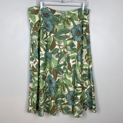 Falda midi con estampado floral Eddie Bauer verde azul línea A Fairycore Cottagecore M Foto 1 de 4