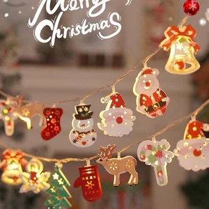 Cadena de luces LED de copo de nieve de ciervo de Navidad alimentadas por batería árbol de Navidad decoración J1C4 - Imagen 1 de 20