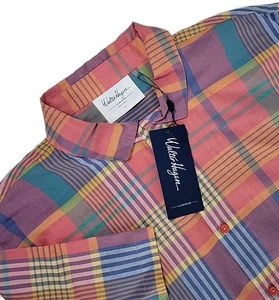 Walter Hagen Golf Clubhouse MADRAS MULTICOLOR  Button Down Shirt Men's LARGE NWT - Picture 1 of 8