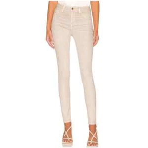 L'Agence Jeans Womens 34 Margot Skinny High Rise Biscuit Gold Glitter Coated - Picture 1 of 12