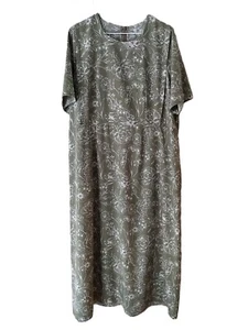 Amish Mennonite Cape Dress 43.5"B 42"W Khaki Green Floral Handmade Lightweight - Picture 1 of 11