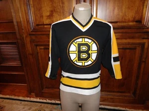 Vintage SEWN KOHO Black Boston Bruins NHL Hockey Air Knit Jersey Youth L/XL - Picture 1 of 10