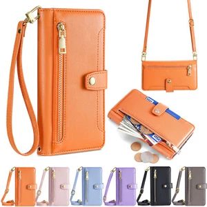 For Google Pixel 9 Pro XL/8/7/6A Crossbody Flip Zipper Card Wallet Stand Case - Picture 1 of 36