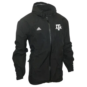 Texas A&M Aggies NCAA Adidas Men's GoreTex Performance Black Zip Rain Jacket - Picture 1 of 1