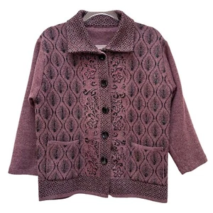Retro Boho Metallic Peacock Cardigan Sweater Twee ModCloth Anthropologie Vibes - Bild 1 von 12
