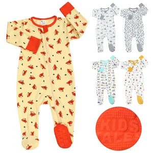 0-18 Months Boys Girls Cartoon Romper Zip Front Non-Slip Footed Sleeper Pajamas - Picture 1 of 29