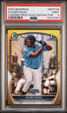 Xavier Isaac 2023 Bowman Chrome 1st Gold Refractor Card 15/50 #BCP-145 PSA 9