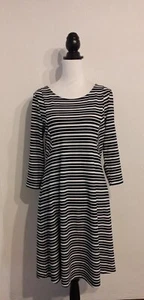 ❤Per Una Size 12 R Navy & White Striped A-Line Stretch Dress~ Great Condition❤ - Picture 1 of 9