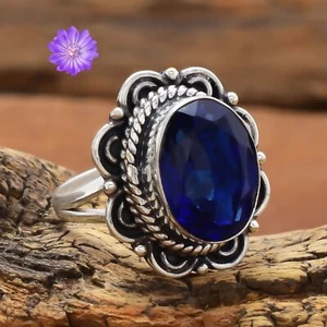 Tanzanite Gemstone 925 Sterling Silver Ring Handmade Jewelry Ring For Gift - Picture 1 of 3