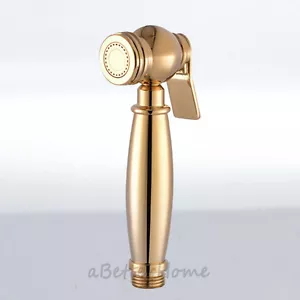 Golden Solid Brass Toilet Hand Held Bidet Douche Shattaf Shower Sprayer Head New - Picture 1 of 3