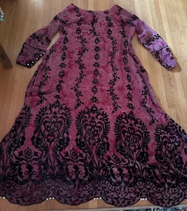 Upcycled 90s Red Velvet Burnout Dress, OS - Picture 1 of 6