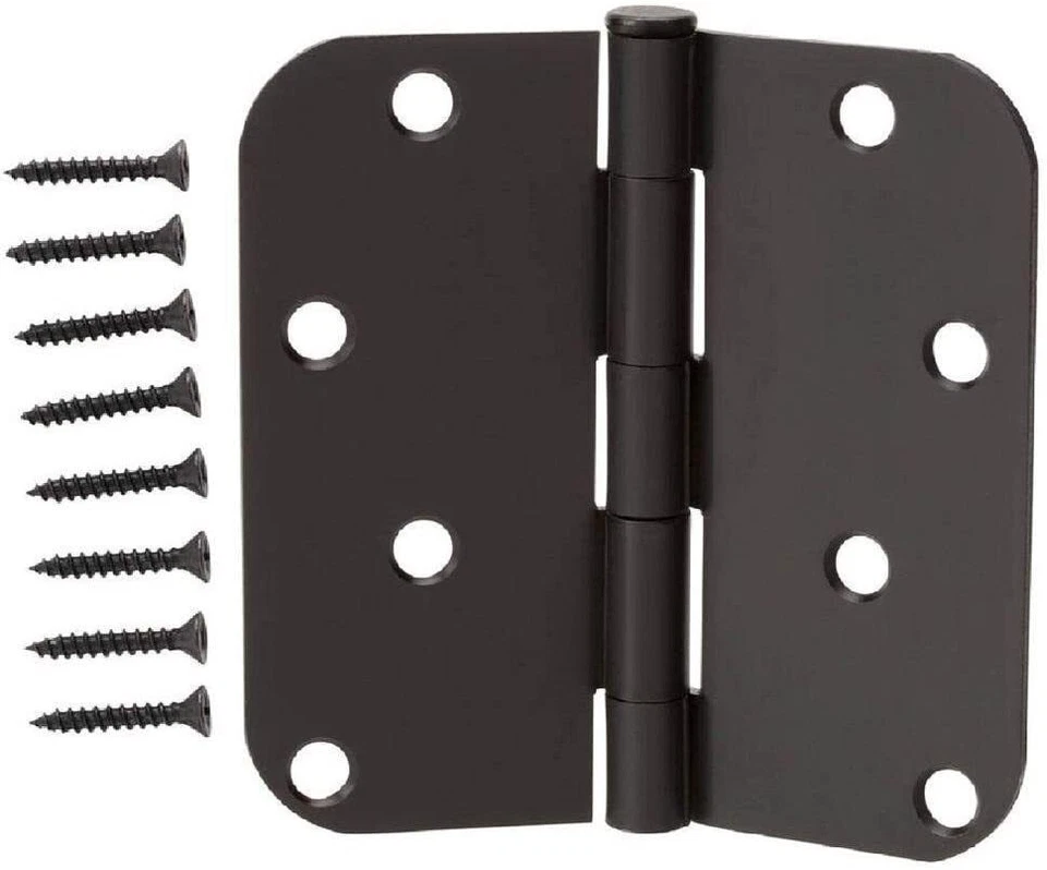 Everbilt 4 in. Heavy Duty Black Finish Door Hinge Oil-Rubbed 5/8 in. with Screws - Image 1 of 1