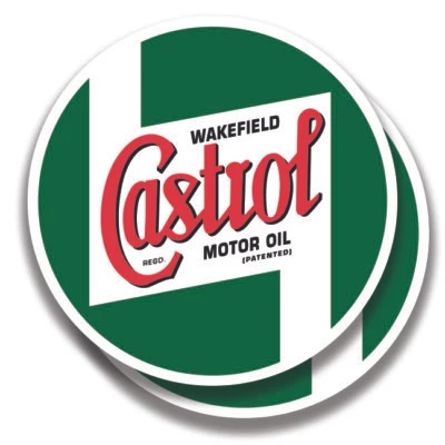 THE DECAL AND STICKER MAFIA CASTROL WAKEFIELD OIL DECAL Vintage 2 Stickers Bogo For Car Window Bumper Truck