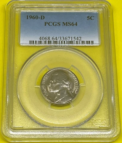 1960 D 5C Jefferson Nickel   PCGS MS64 Cover