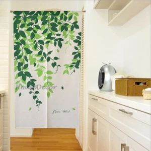 Door Curtain Green Tree Leaf Print Light Doorway Hanging Japan Noren Decorate NE - Picture 1 of 5