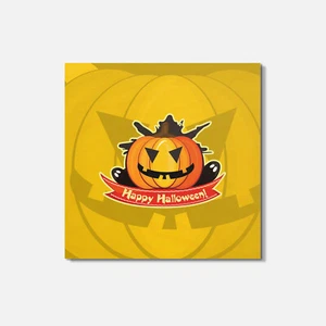 Happy Halloween Dark Pumpkin 4'' X 4'' Square Wooden Coaster - Picture 1 of 3