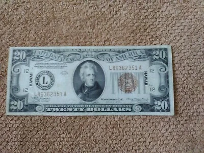 1934 SERIES A $20 TWENTY DOLLAR NOTE,VERY NICE, VF++/XF,BROWN SEAL,HAWAII-ISSUED - Image 1 of 4