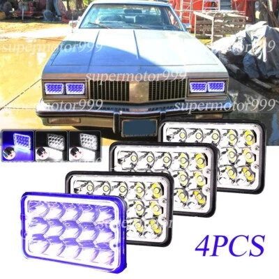 4 faros LED 4x6" azul halo aptos Oldsmobile 98 1977 1978 1979 1980 1981-84 Foto 1 de 4