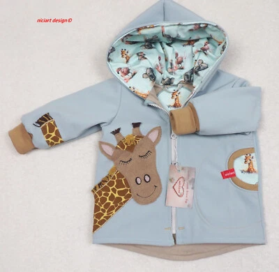 niciart design ♥ SOFTSHELL JACKE ♥SOFTSHELJACKE♥WETTERJACKE♥ mint GIRAFFE - Bild 1 von 4