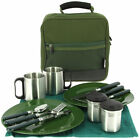 Outdoor Eating Cutlery & Mug Set 2 Plates Forks Knife NGT Fishing Camping Picnic