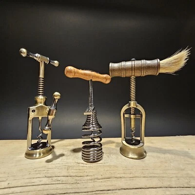 Set of 3 Antique Style Corkscrew Wine Bottle Opener - Image 1 of 4