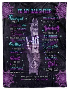 Custom Wolfs Blanket For Daughter From Dad Fleece Sherpa Blanket Christmas Gift - Picture 1 of 7