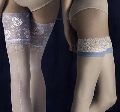 Hold Ups by Fiore SPELL with Unique Design Lace Top 20 Denier Bridal Wedding new