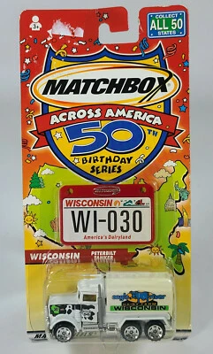 Matchbox Across America WI Peterbilt Dairy Tanker Truck Diecast Scale Model  - Image 1 of 4
