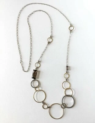 Collar largo de cuarzo ahumado de marcasita de 2 tonos de plata de ley 925 Judith Jack Foto 1 de 4