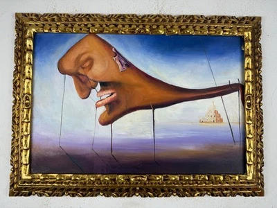Pintura al óleo sobre lienzo de Salvador Dalí (hecha a mano) firmada y estampada Foto 1 de 4