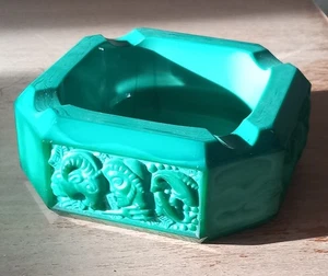 Malachit Kunstglas Aschenbecher,  Schlevogt,  ART DECO, 1930er Jahre - Picture 1 of 7