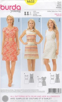 Burda Sewing Pattern 6653 Dress With Waist Cut Outs or Insert Size 6 - 16 NEW - Image 1 of 4