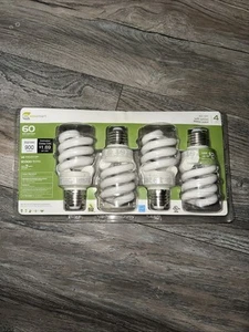 EcoSmart 60W Equivalent Soft White Spiral CFL (4-Pack) fluorescent light bulbs - Picture 1 of 2