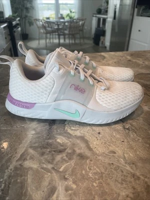 Nike Renew Women’s White Violet Shock Size 8 CK2576-104 Comfort Footbed - Image 1 of 4