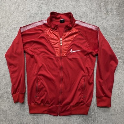 Nike Jacket Mens Large Red Dri-Fit Air Full Zip Track Athletic Retro Swoosh - Image 1 of 4