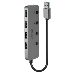 LINDY 4 Port USB 3.0 Hub with On/Off Switches - Afbeelding 1 van 5