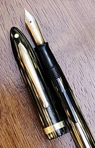 VINTAGE SHEAFFER LIFETIME BALANCE GOLDEN BROWN STREAMLINE FOUNTAIN PEN WHITE DOT - Picture 1 of 13
