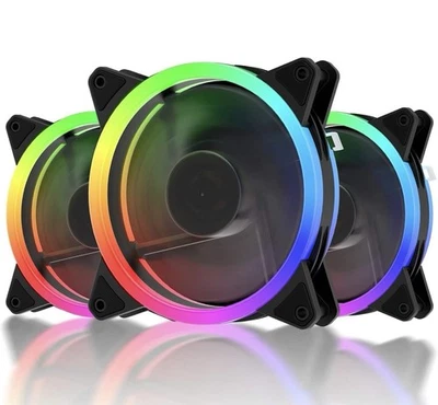 UpHere 3Pack 120mm Silent PWM Intelligent Control  RGB Fan Motherboard Sync  - Image 1 of 4