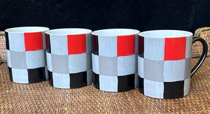 MOSAICO EMILIO BERGAMIN Taitù 4er Set Kaffeetassen Italy Milano Schachbrett - Bild 1 von 7