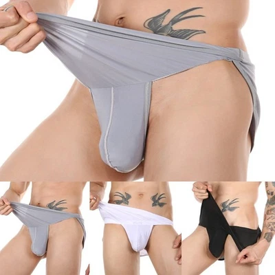 Comfortable Mens G Strings Thongs Underwear Split Side Boxer Pouch Shorts - Image 1 of 4