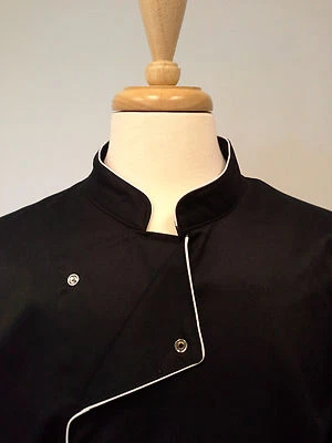 Chef coat, sushi coat, sushi chef coat, Black White trims - Image 1 of 4