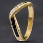 Second Hand 14Ct Yellow Gold Sapphire And Diamond Wishbone Ring 4158934