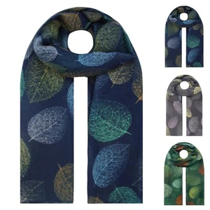 Womens Autumn Leaves Wave Pattern Scarf Ladies Winter Warm Scarves Pashmina Wrap - Picture 1 of 7