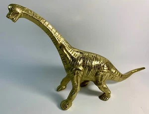 Rara scultura dinosauro in metallo fuso oro Brachiosauro GRANDE decorazione dinosauro in metallo - Foto 1 di 10