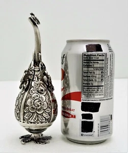 Egypt Arabic Solid Silver Bottle Rosewater Shaker Marked Sculpted Bird Figural - Picture 1 of 8