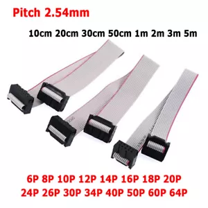 2.54mm Pitch IDC 6/8/10/12/14-64 Pin Flat Ribbon Cable Connector 10CM-5M Length - Picture 1 of 21