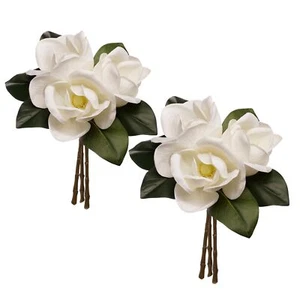 6 Stems Real Touch Creamy White Magnolia Flowers for Vases, Artificial Realis... - Picture 1 of 6