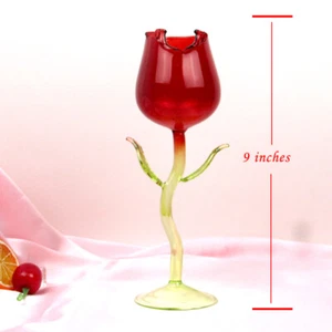 Red Rose Shaped Wine Glass 150ml Clear Wine Goblet Wine Cocktail Cup for Party - Picture 1 of 11