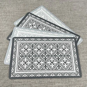 Plastic Placemats Set of 6 Moroccan Tile Grey Extra Large 43cm Dining Table Mats - Picture 1 of 7