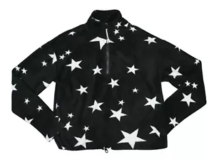 Pulóver Top Planet Gold Fleece Star Estampado 1/4 Cremallera Ligero S Nuevo con Etiquetas Negro/Blanco - Imagen 1 de 1
